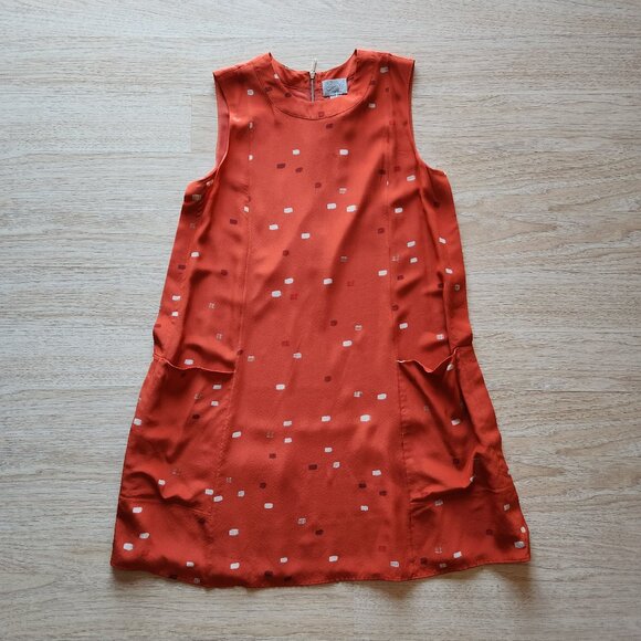 NWT Grey Jason Wu Silk Dash Tangerine Multi Mini Shift Dress Sleeveless Pocket - Picture 7 of 10
